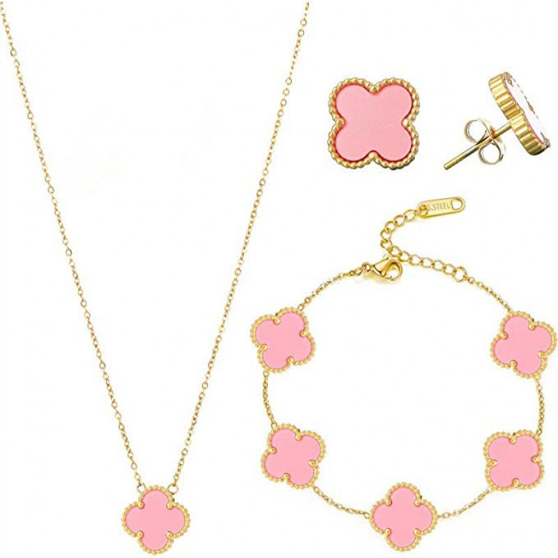Five-Leaf Flower Necklace Jewelry Set