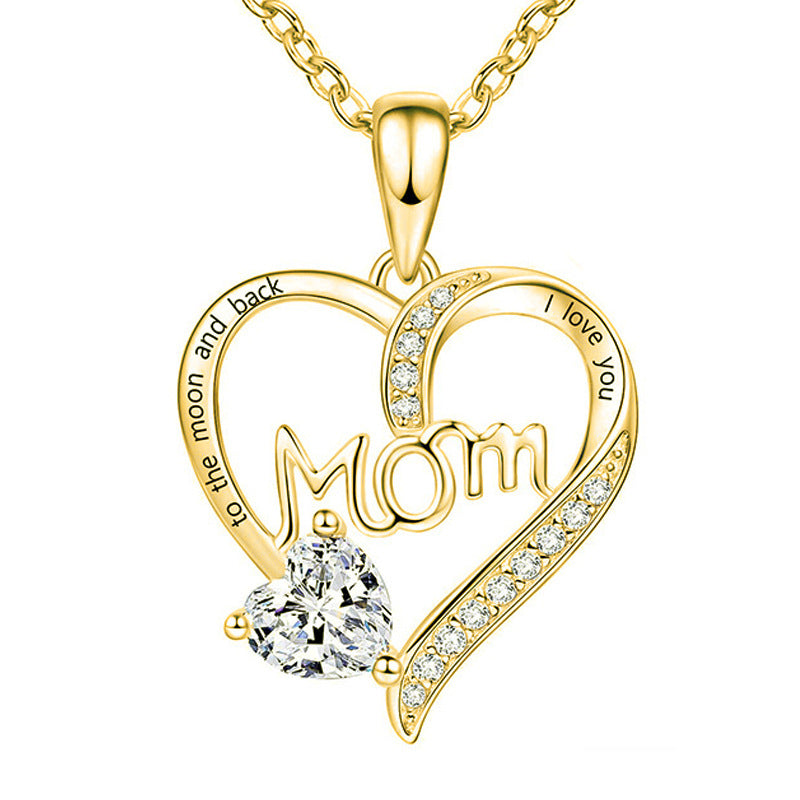 Mom Heart-Shaped Diamond Necklace