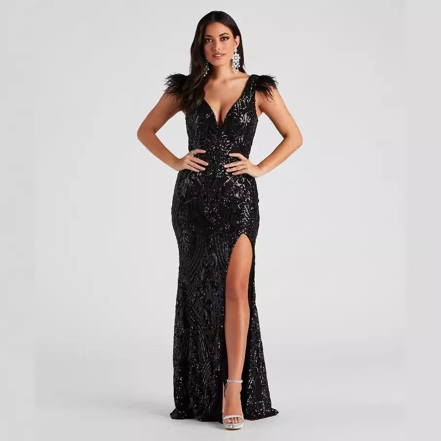 Slim Sequin Banquet Dress