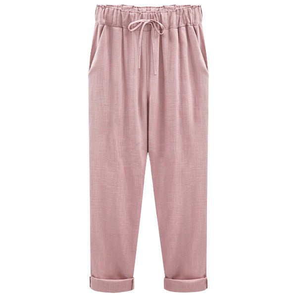 Cotton and Linen Cropped Pants