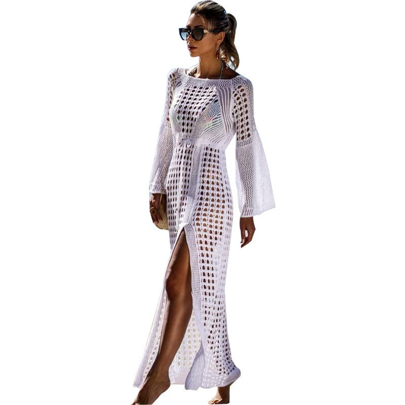 Knitted Beach Skirt Long Sleeve Vacation
