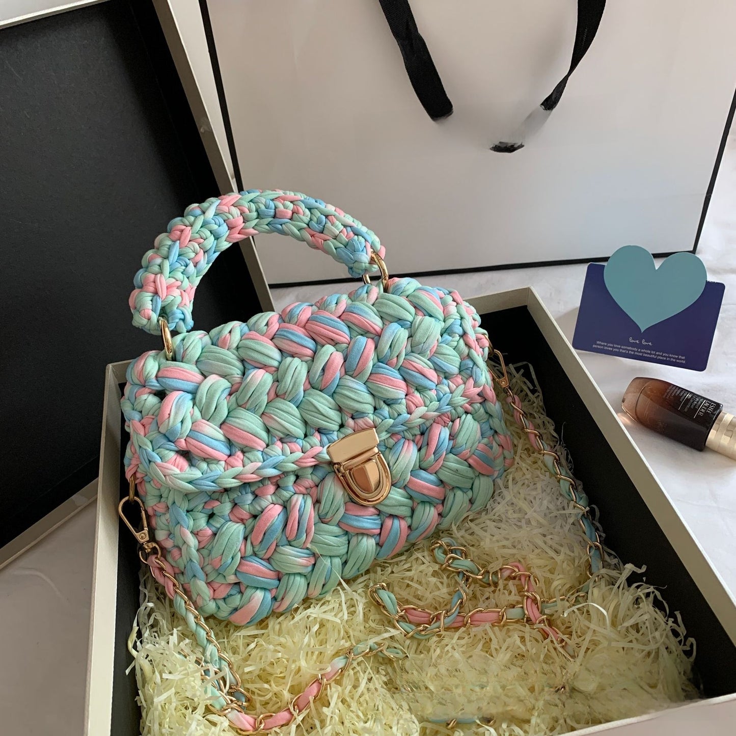 Vintage Crochet Chain Strap Bag