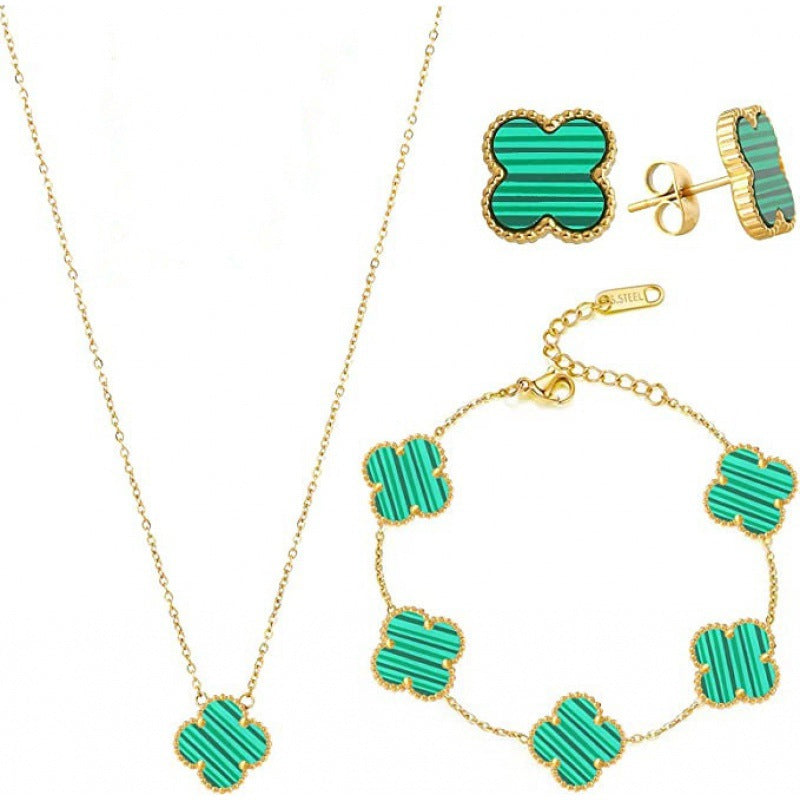 Five-Leaf Flower Necklace Jewelry Set