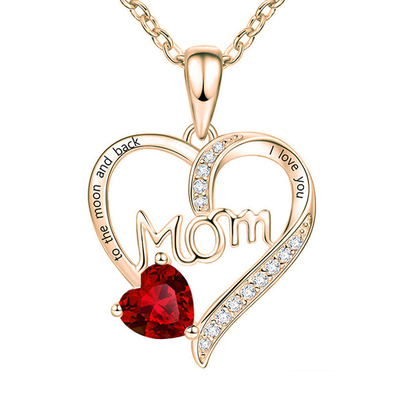 Mom Heart-Shaped Diamond Necklace