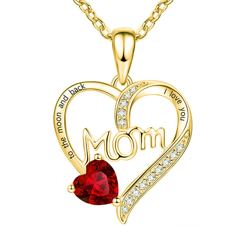 Mom Heart-Shaped Diamond Necklace