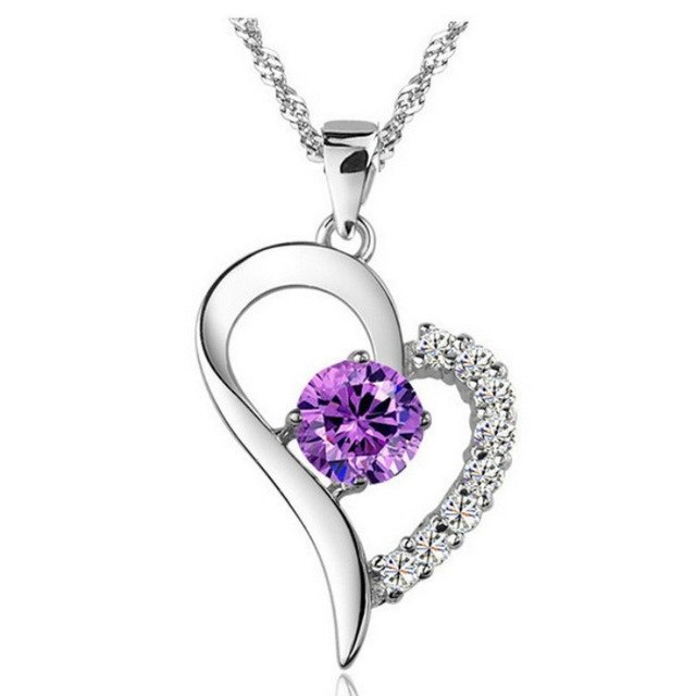 Rose Zircon Necklaces Heart Pendant Necklace