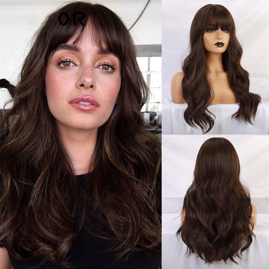 Black Brown Bangs Long Curly Hair Natural