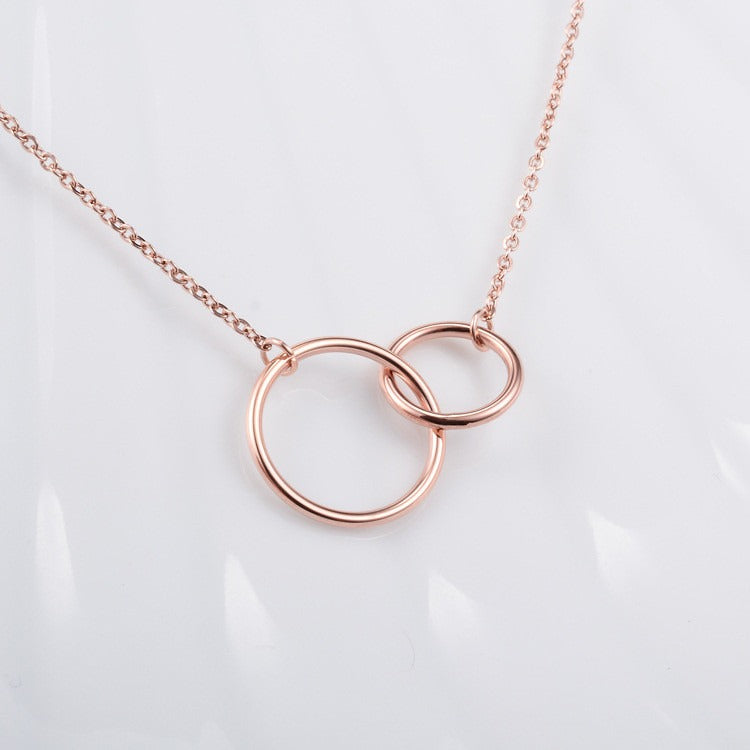 Necklace Cross Chain Double Ring Circle
