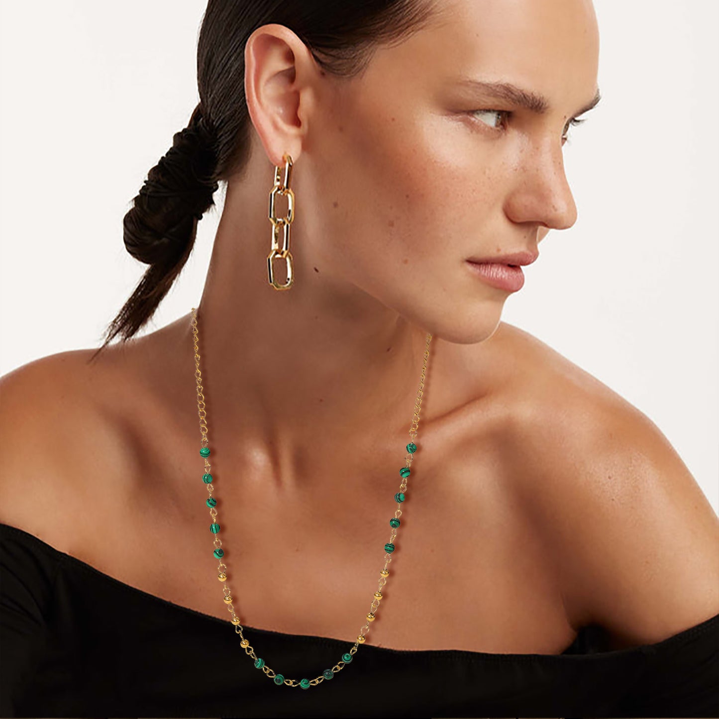 Green Turquoise Round Beads Necklace
