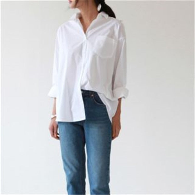 White long sleeved shirt with loose fitting