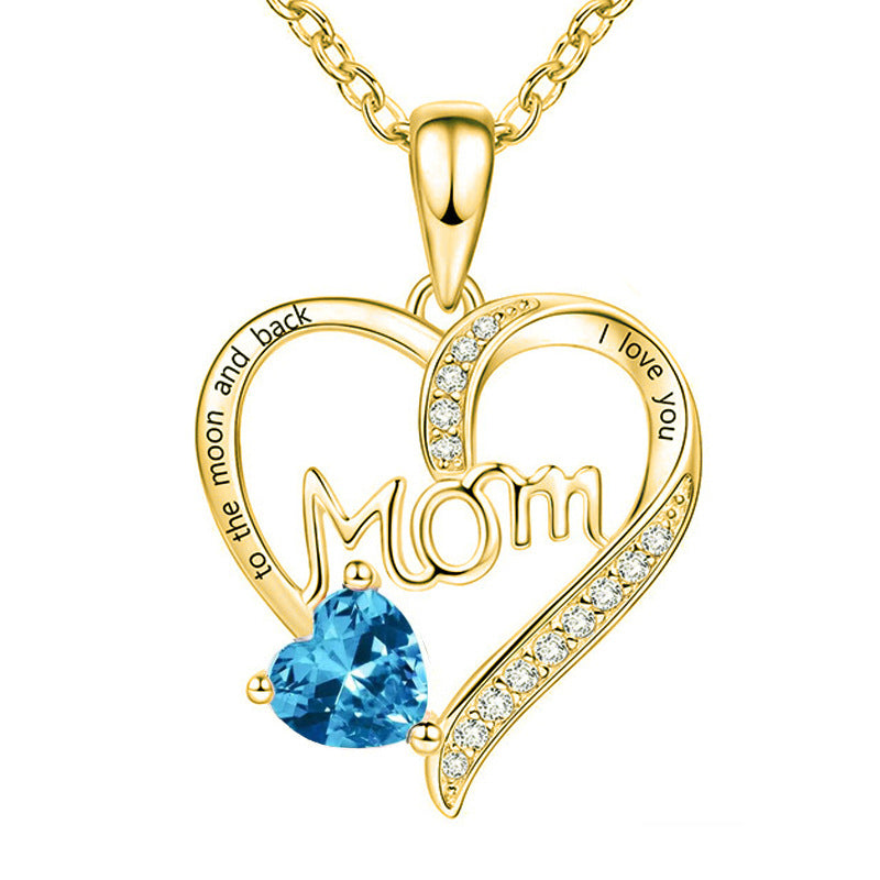 Mom Heart-Shaped Diamond Necklace