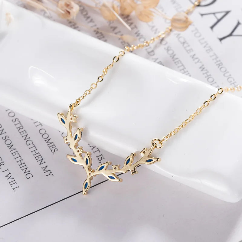 925 Sterling Silver Antler Pendant Necklace