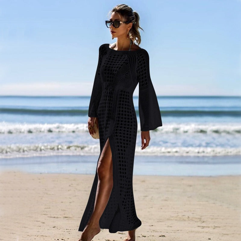 Knitted Beach Skirt Long Sleeve Vacation