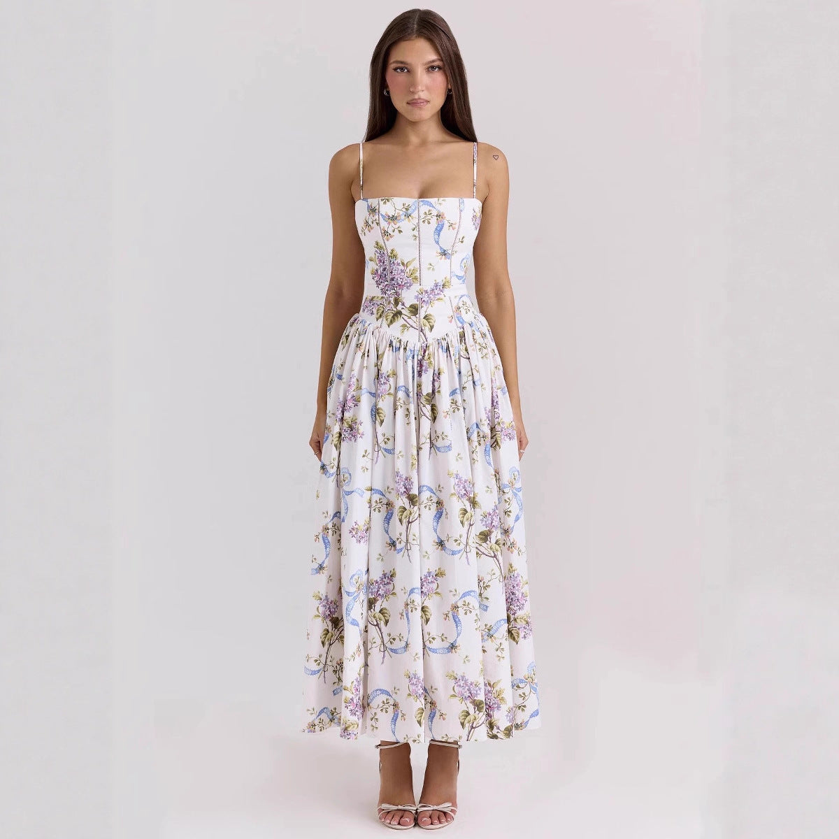 Strapless Floral Print Strapless Dress