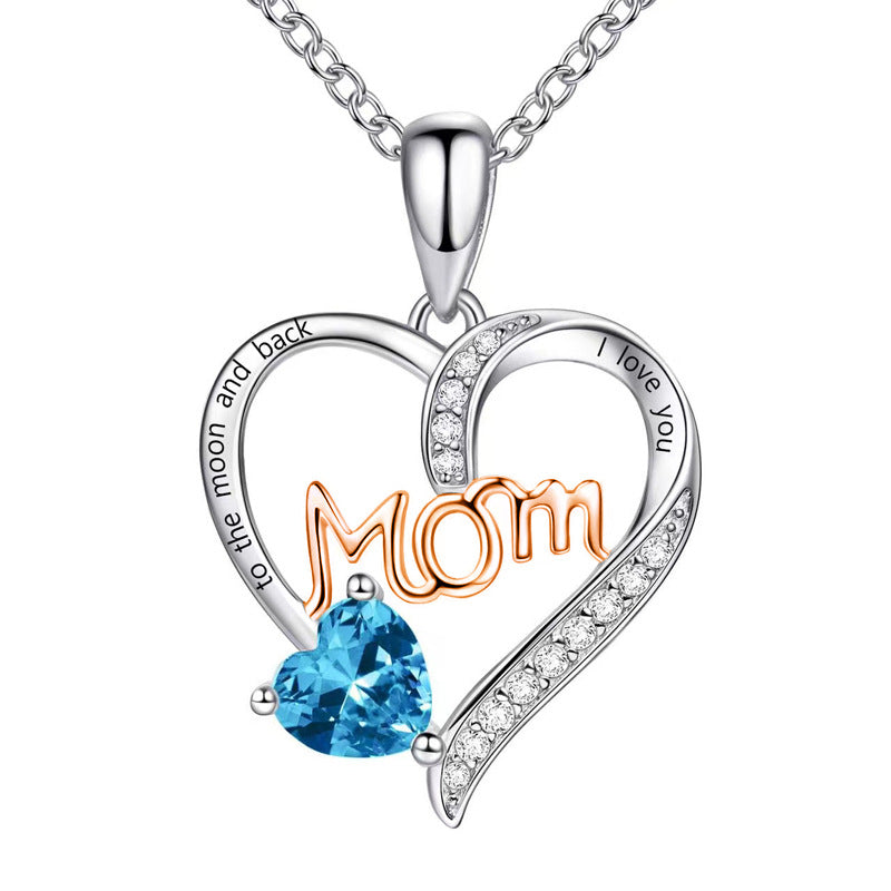 Mom Heart-Shaped Diamond Necklace