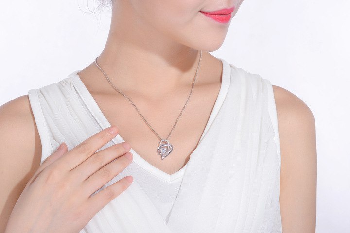 Rose Zircon Necklaces Heart Pendant Necklace