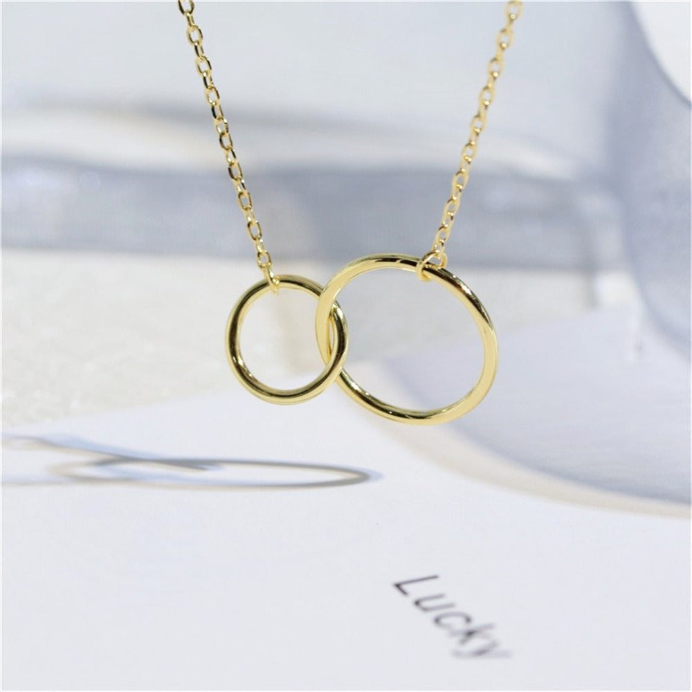 Necklace Cross Chain Double Ring Circle