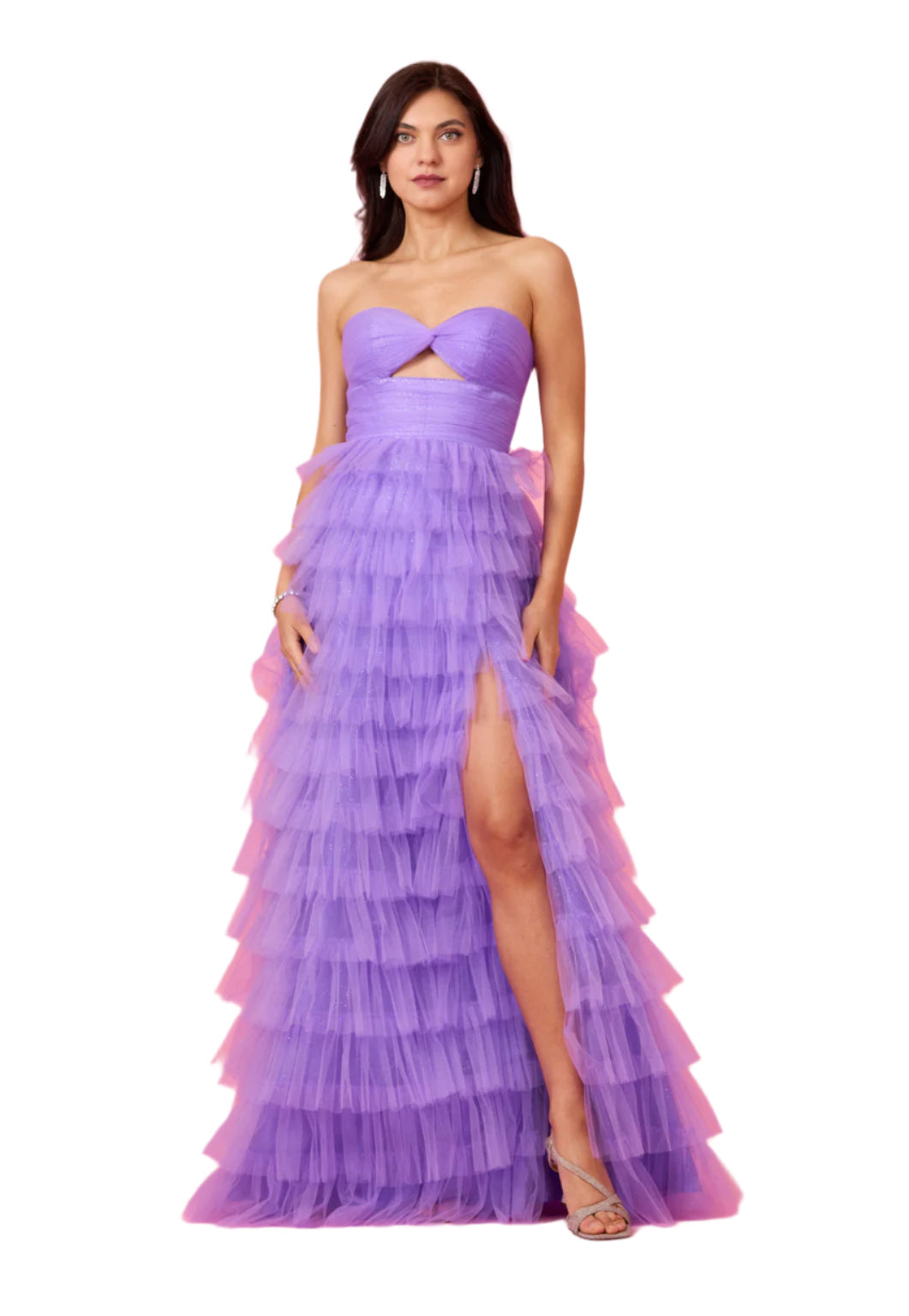 Kos Couture Strapless Ruffled Skirt Prom Dress Ball Gown