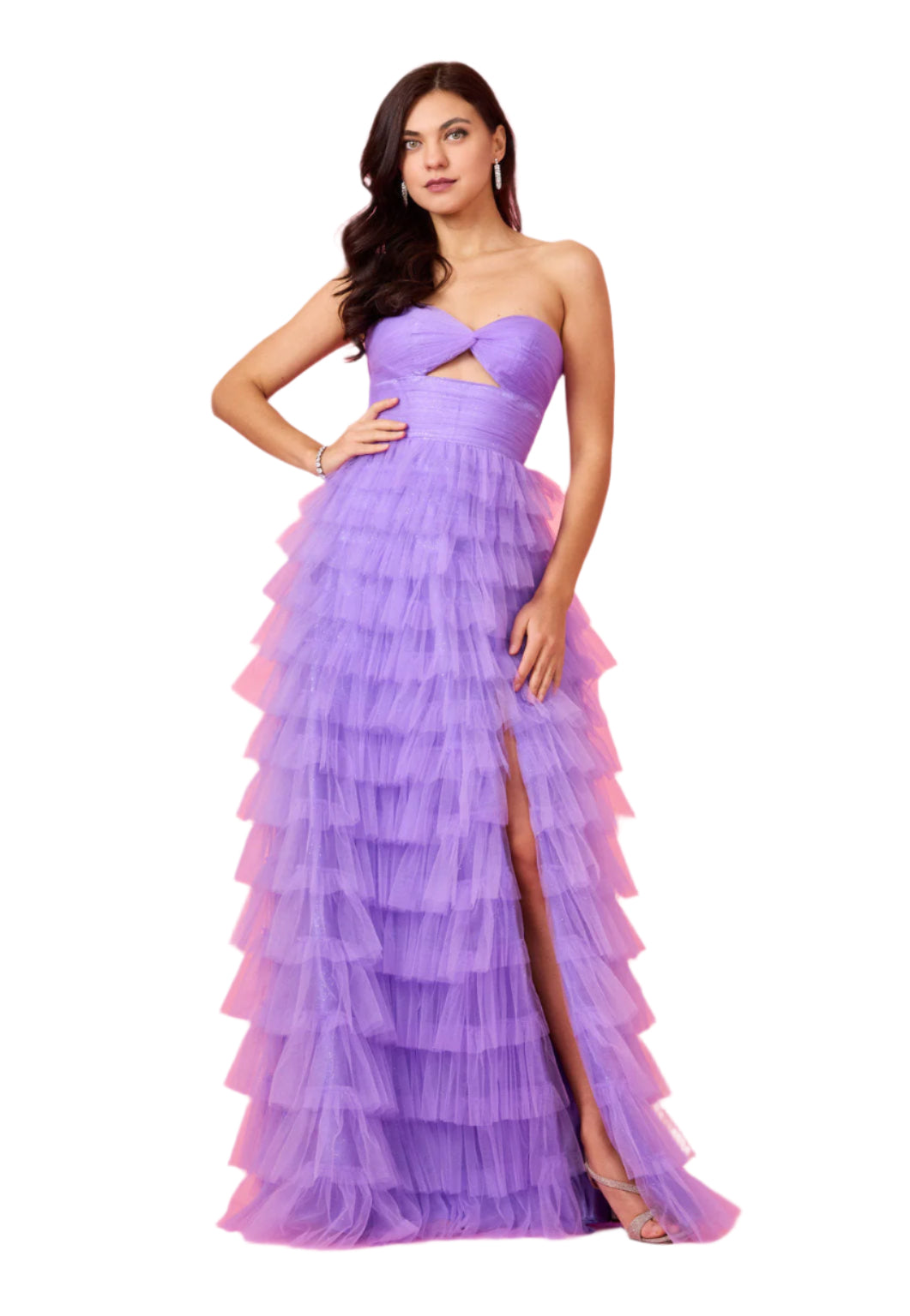 Kos Couture Strapless Ruffled Skirt Prom Dress Ball Gown