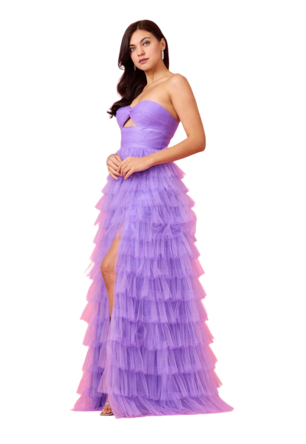 Kos Couture Strapless Ruffled Skirt Prom Dress Ball Gown