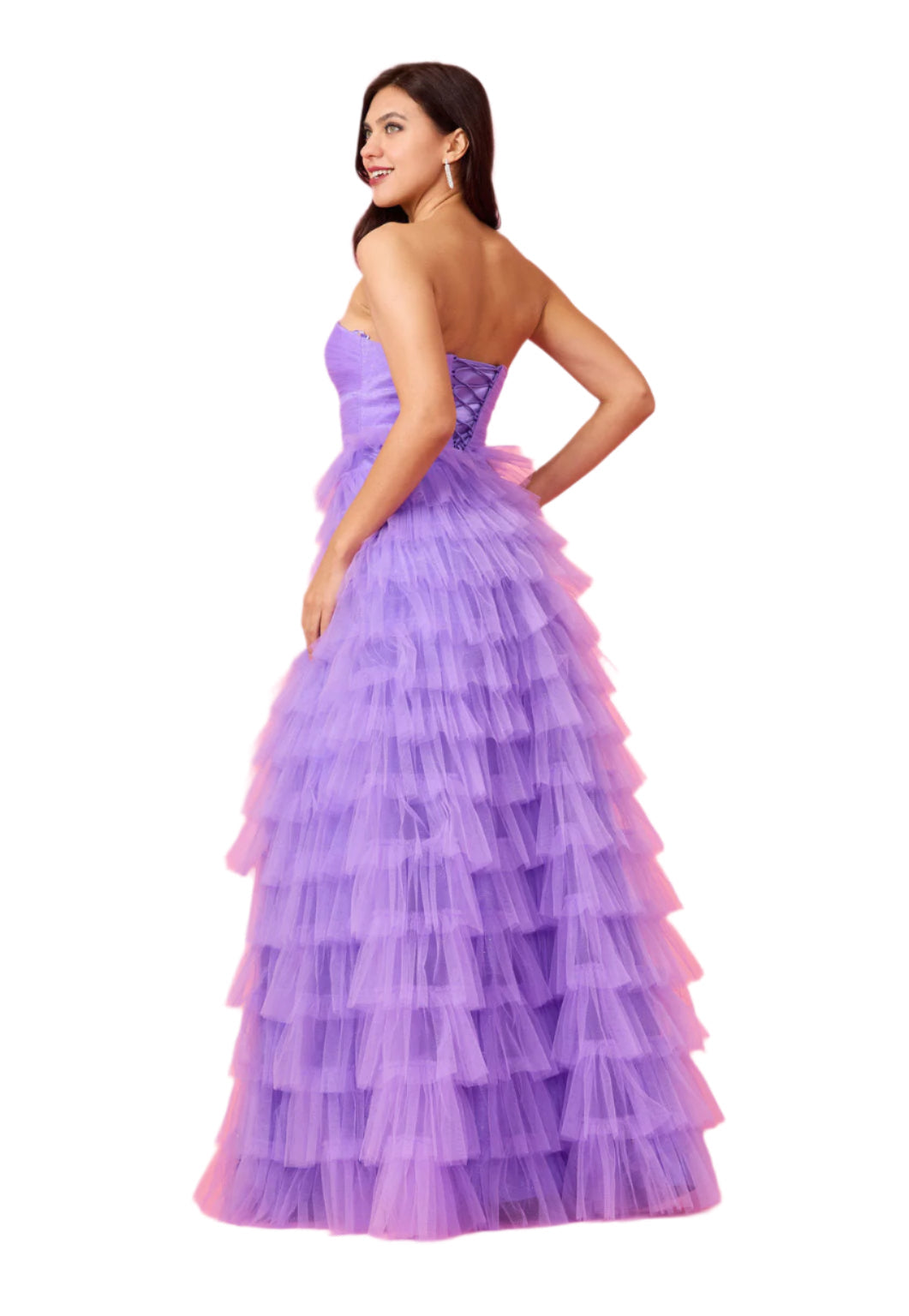 Kos Couture Strapless Ruffled Skirt Prom Dress Ball Gown