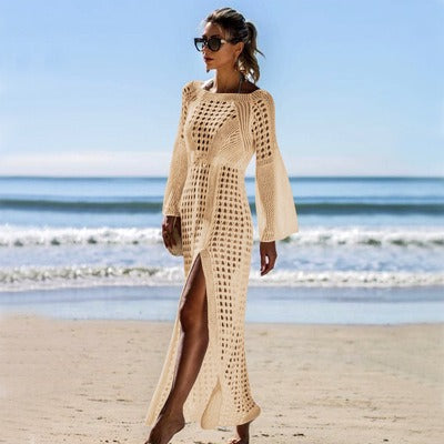 Knitted Beach Skirt Long Sleeve Vacation
