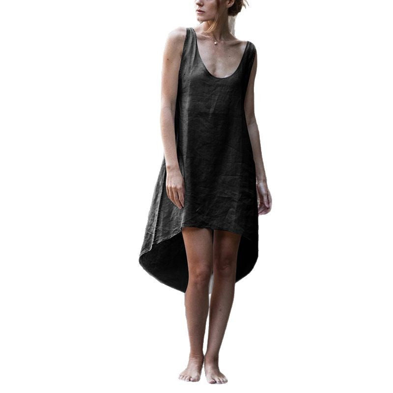 Cotton Linen Sleeveless Backless Dress