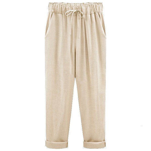 Cotton and Linen Cropped Pants