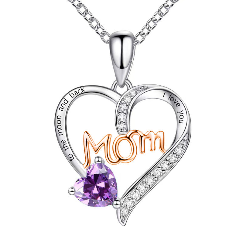 Mom Heart-Shaped Diamond Necklace