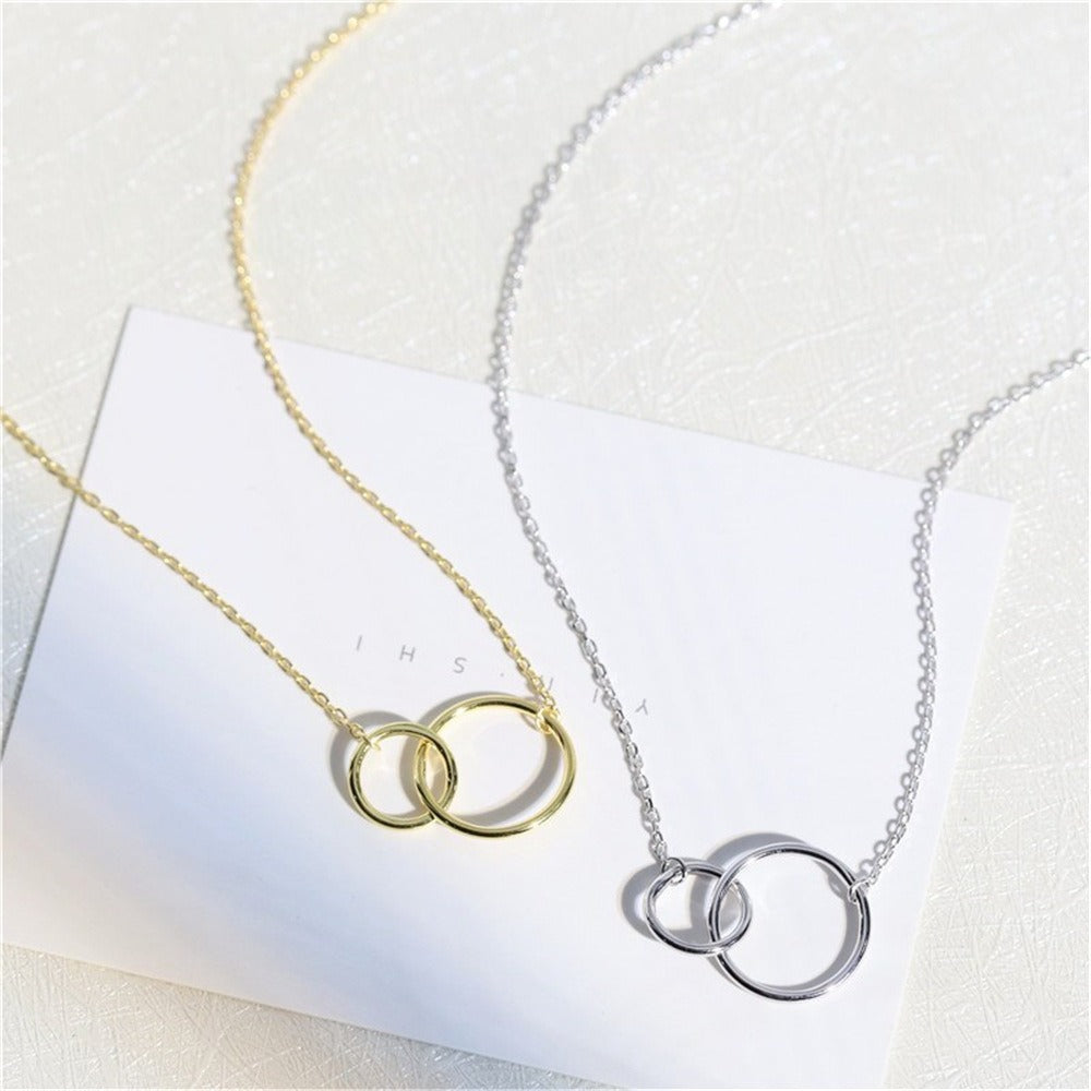 Necklace Cross Chain Double Ring Circle