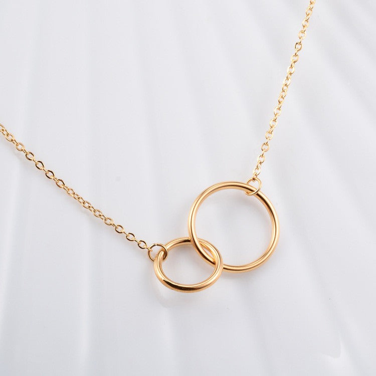 Necklace Cross Chain Double Ring Circle