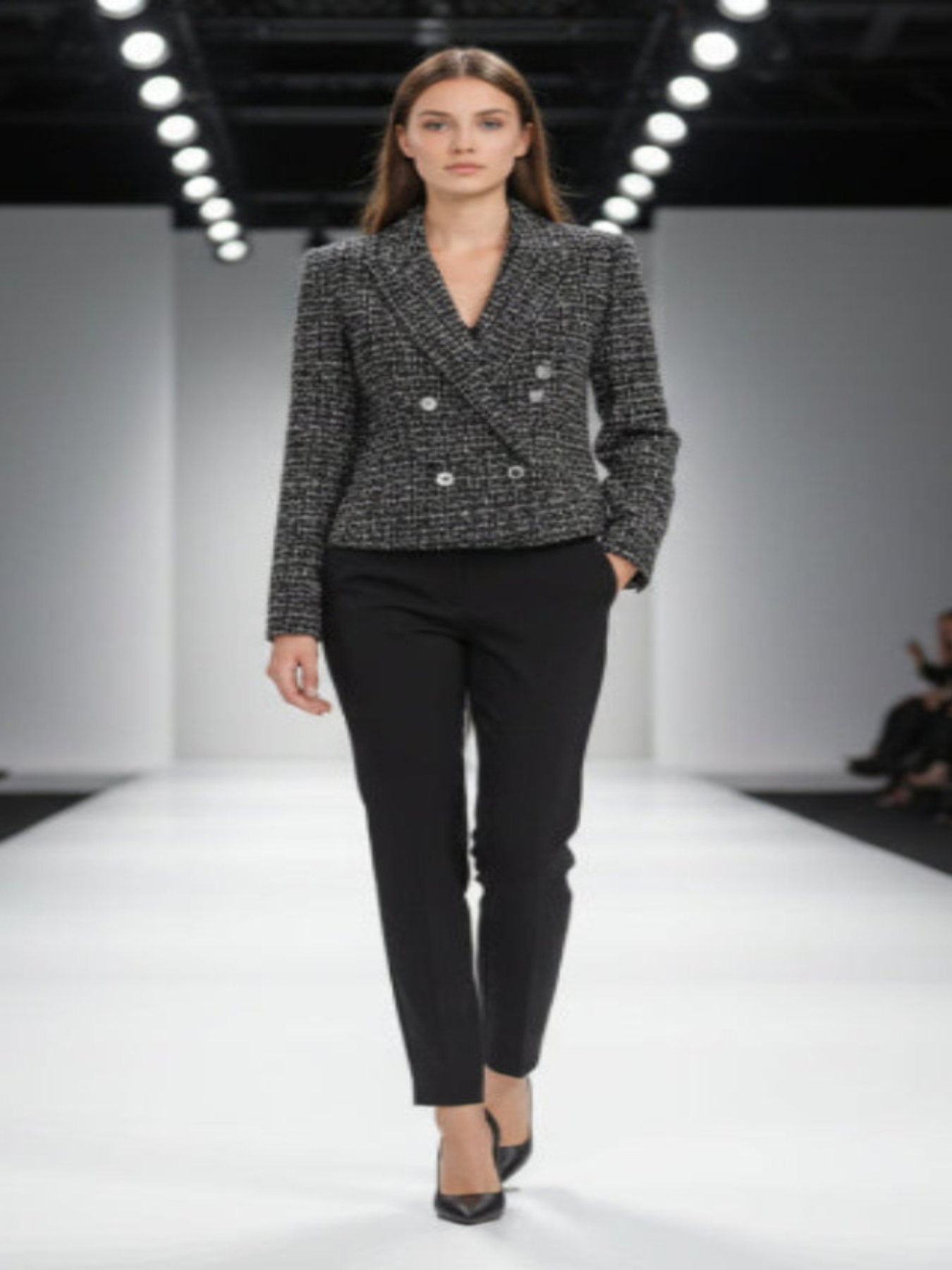 Collar long sleeved double breasted