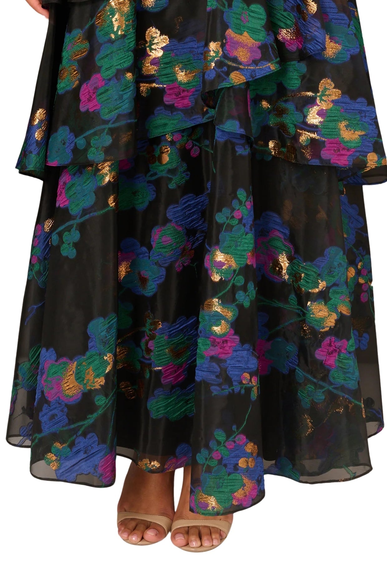 One Shoulder Sleeveless Asymmetrical Drop Waist Tiered Gown