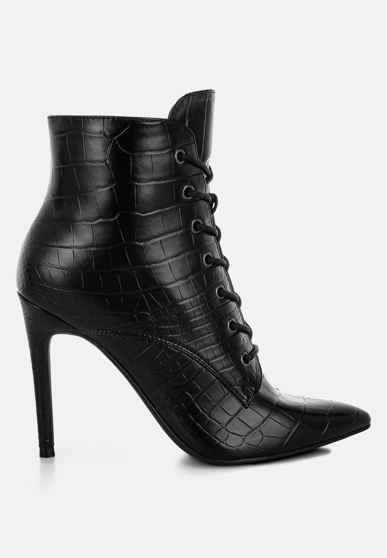 Mesta Croco Textured Stiletto Boots