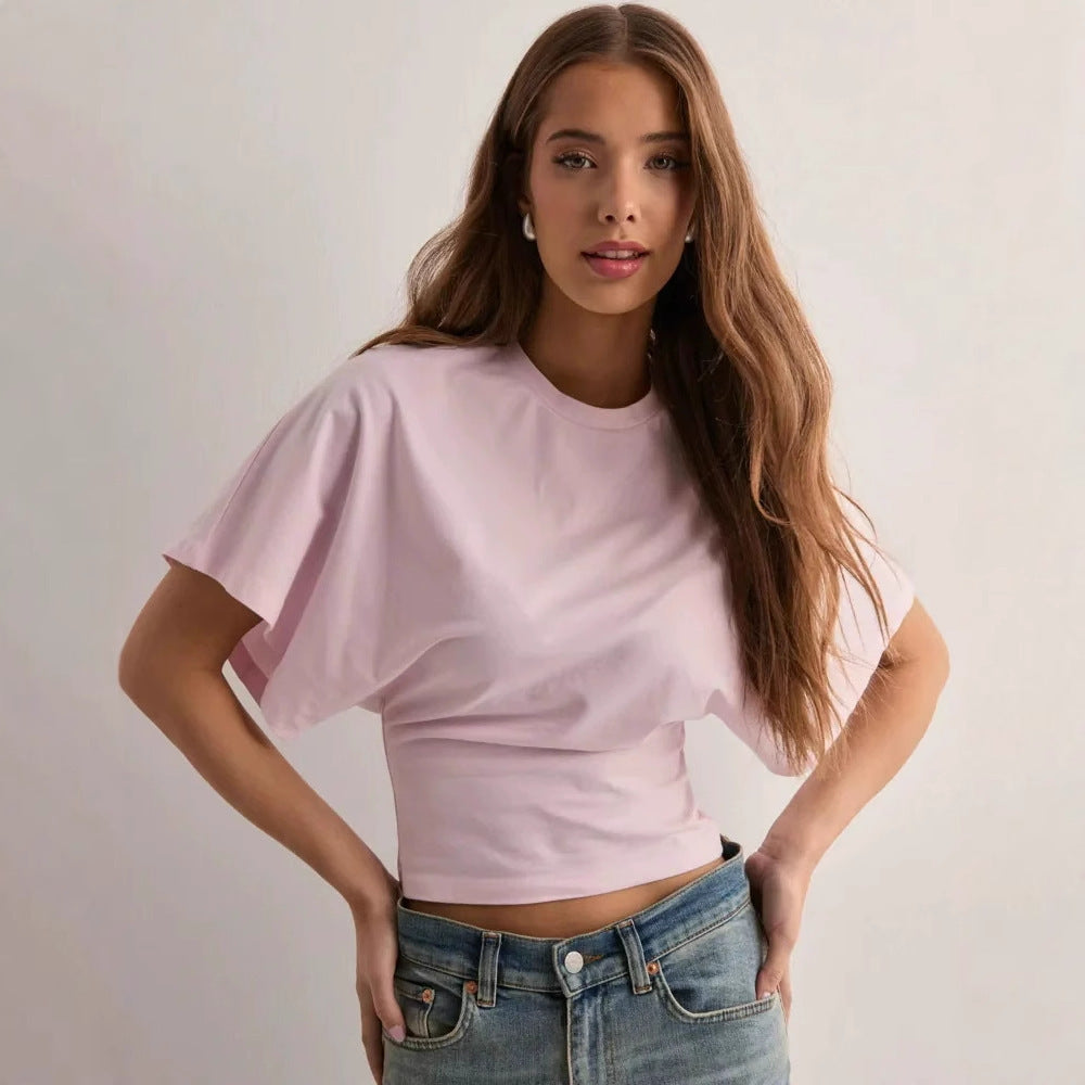 Round Neck Bat Sleeve T-Shirt for Women