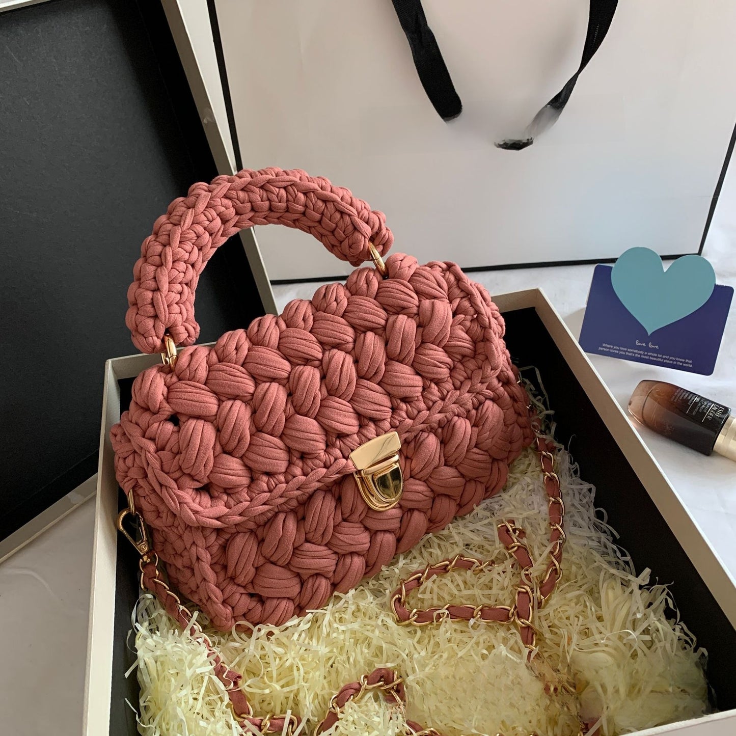 Vintage Crochet Chain Strap Bag