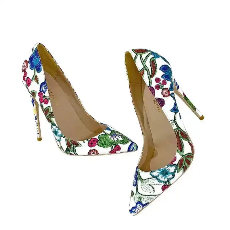 Embroidery Graffiti Party Shoes Stiletto High Heels