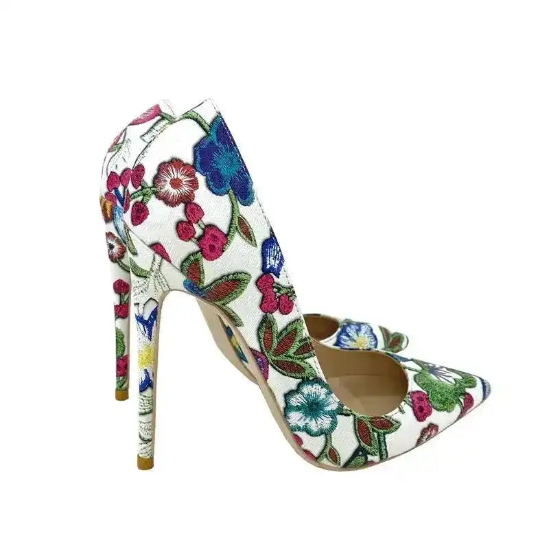 Embroidery Graffiti Party Shoes Stiletto High Heels