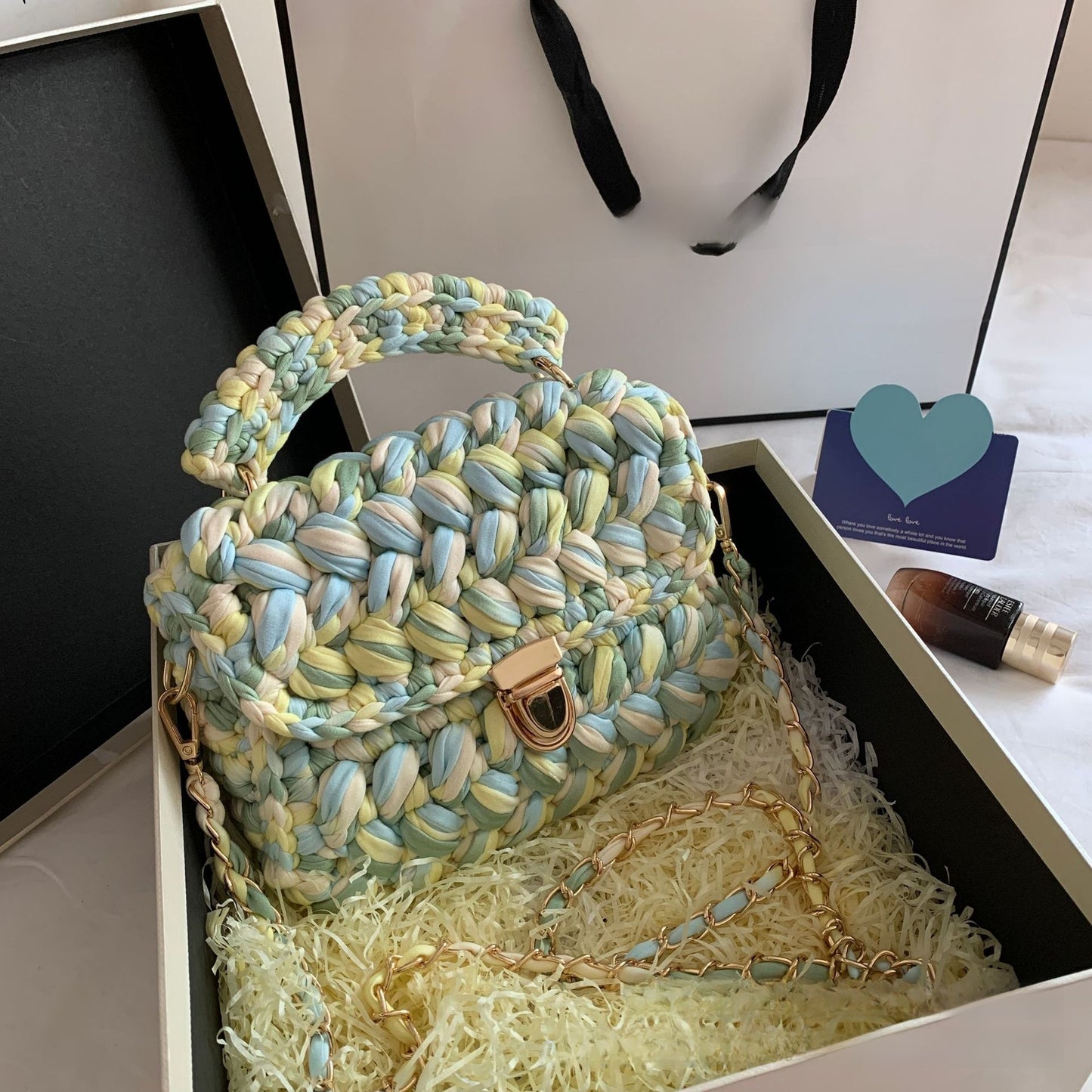 Vintage Crochet Chain Strap Bag