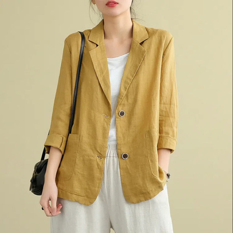 Casual Cotton Linen Jacket for Women