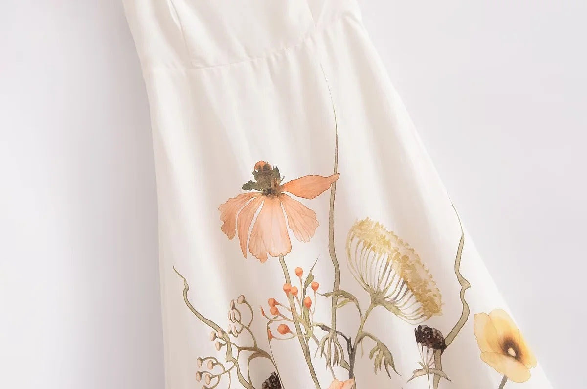 Elegant Strapless Printed Floral Dress